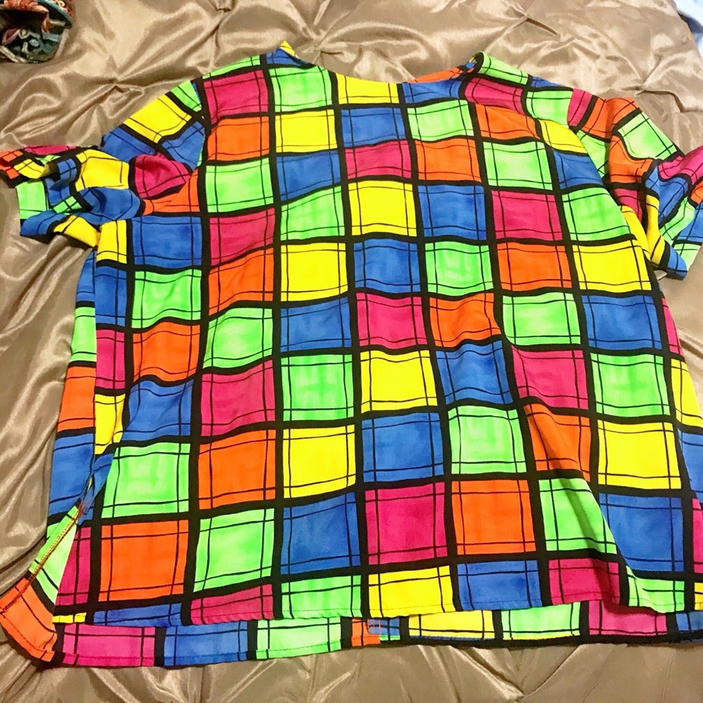 Vintage 90s Notations Plaid Colorful Grid Shirt